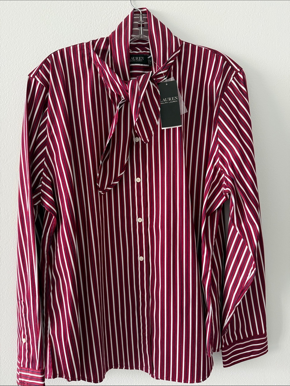 Lauren Ralph Lauren Men’s Burgundy Stripe Dress Shirt